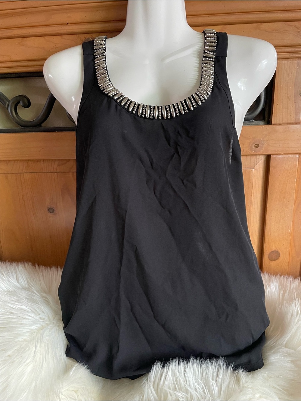 Express Black Jeweled Scoop Neck Camisole